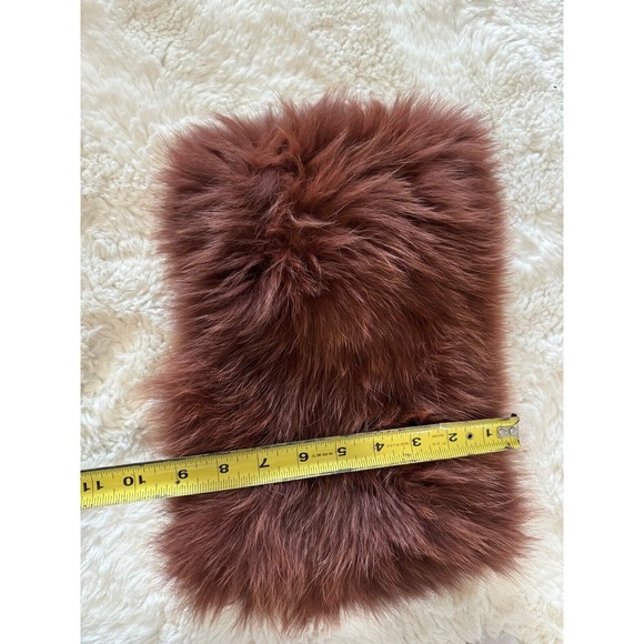 Loeffler Randall shadow fox Fur scarf burgundy red Infinity Neck Warmer Finland - Picture 6 of 6